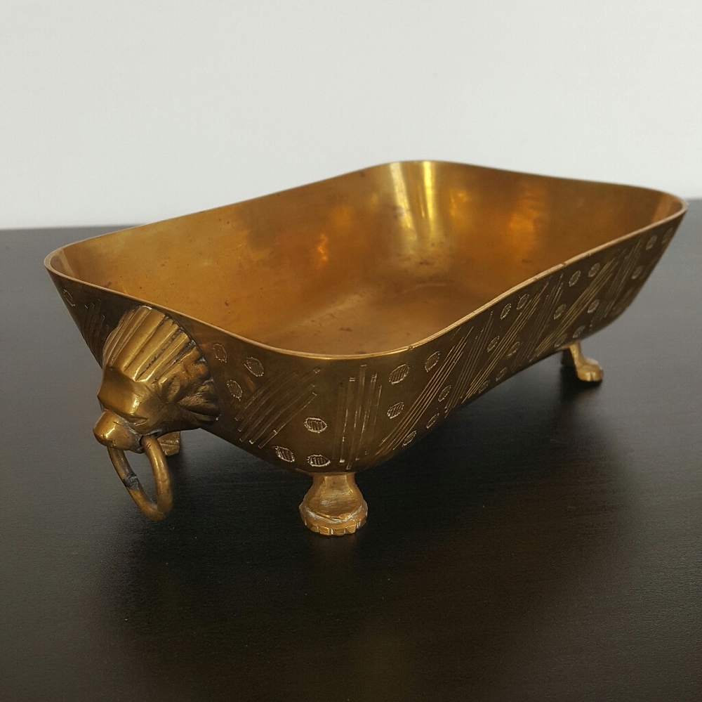 Brass Planter Pot with Lion Head Handles